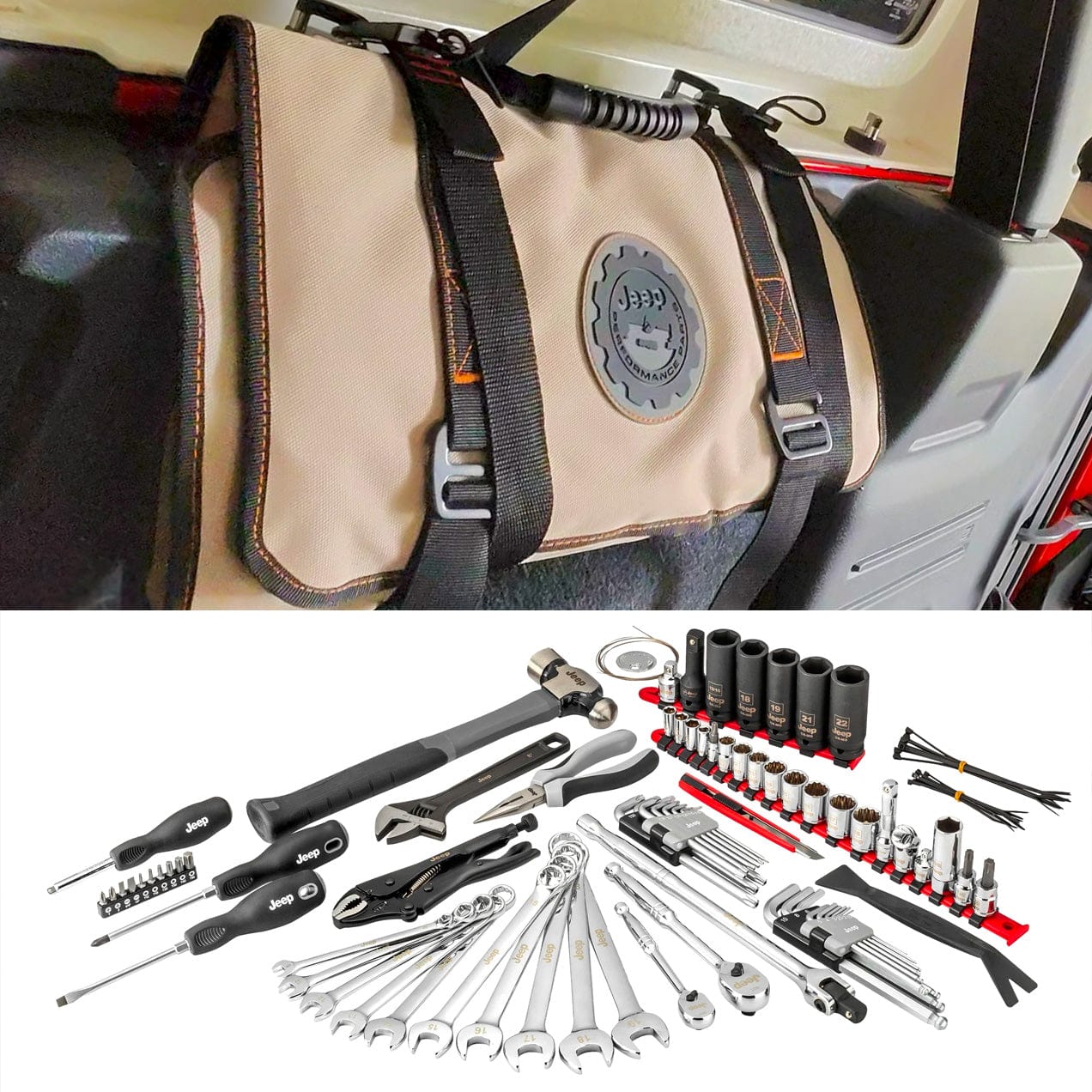 83 Piece JEEP WRANGLER Tool Set + Storage Straps! - NOW AVAILABLE