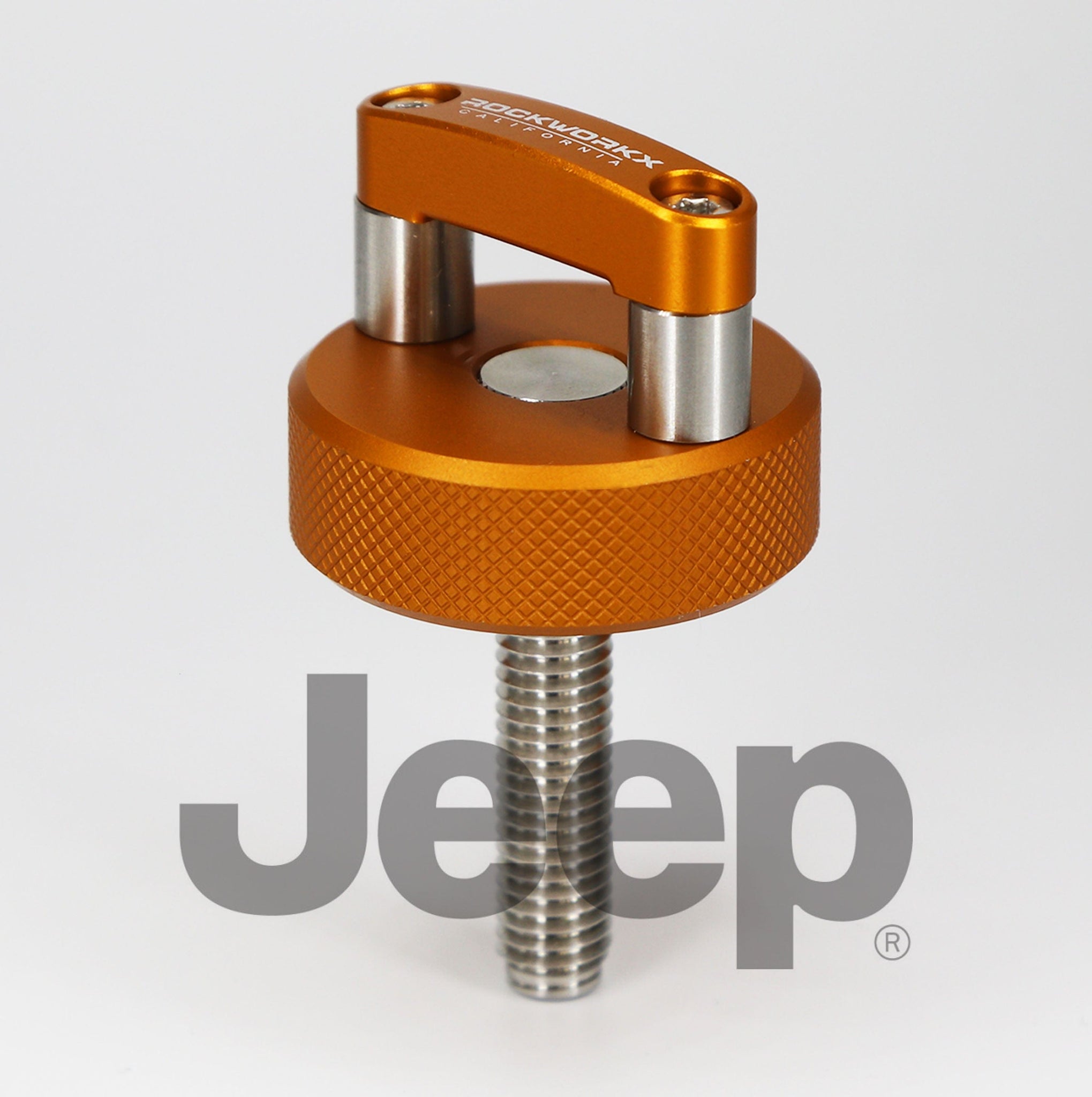 JEEP Wrangler JK, JL & JT Hard Top Quick Removal Thumb Screws, integrated D  Ring, ROCKWORKX Billet Aluminum (Six Piece Set)