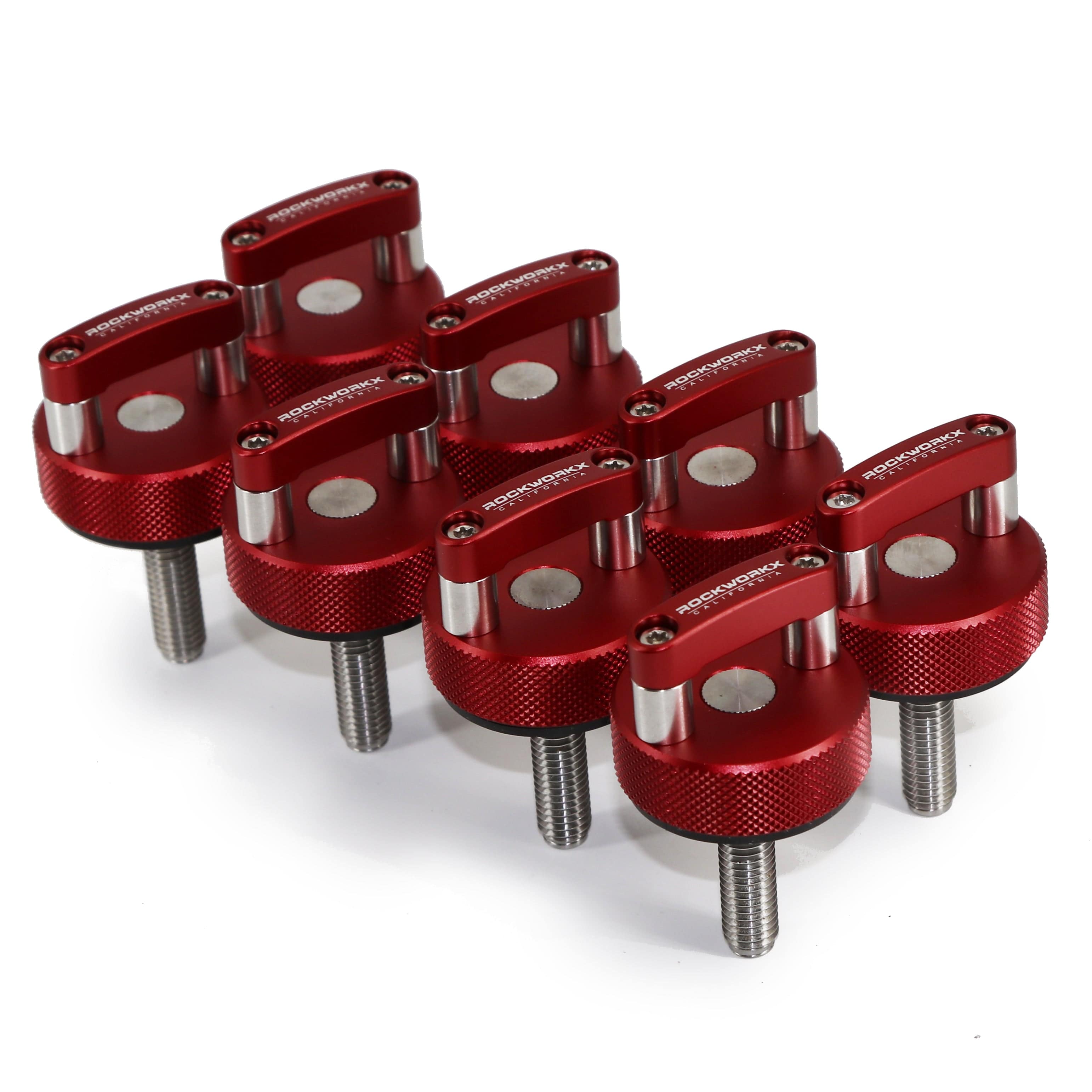 FORD BRONCO 8 PIECE SET Hard Top Quick Removal Fastener Thumb Screw, (2Dr or 4 Dr) integrated D Ring Billet Aluminum  (Eight Piece Set) rockworkx