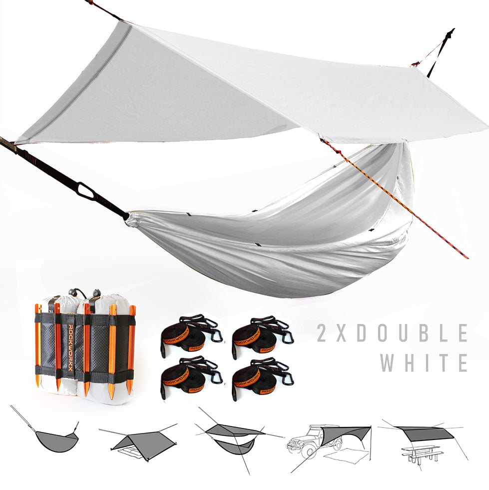 Rockworkx | Multi Use Hammock Set | 2 Double Hammocks & Tent